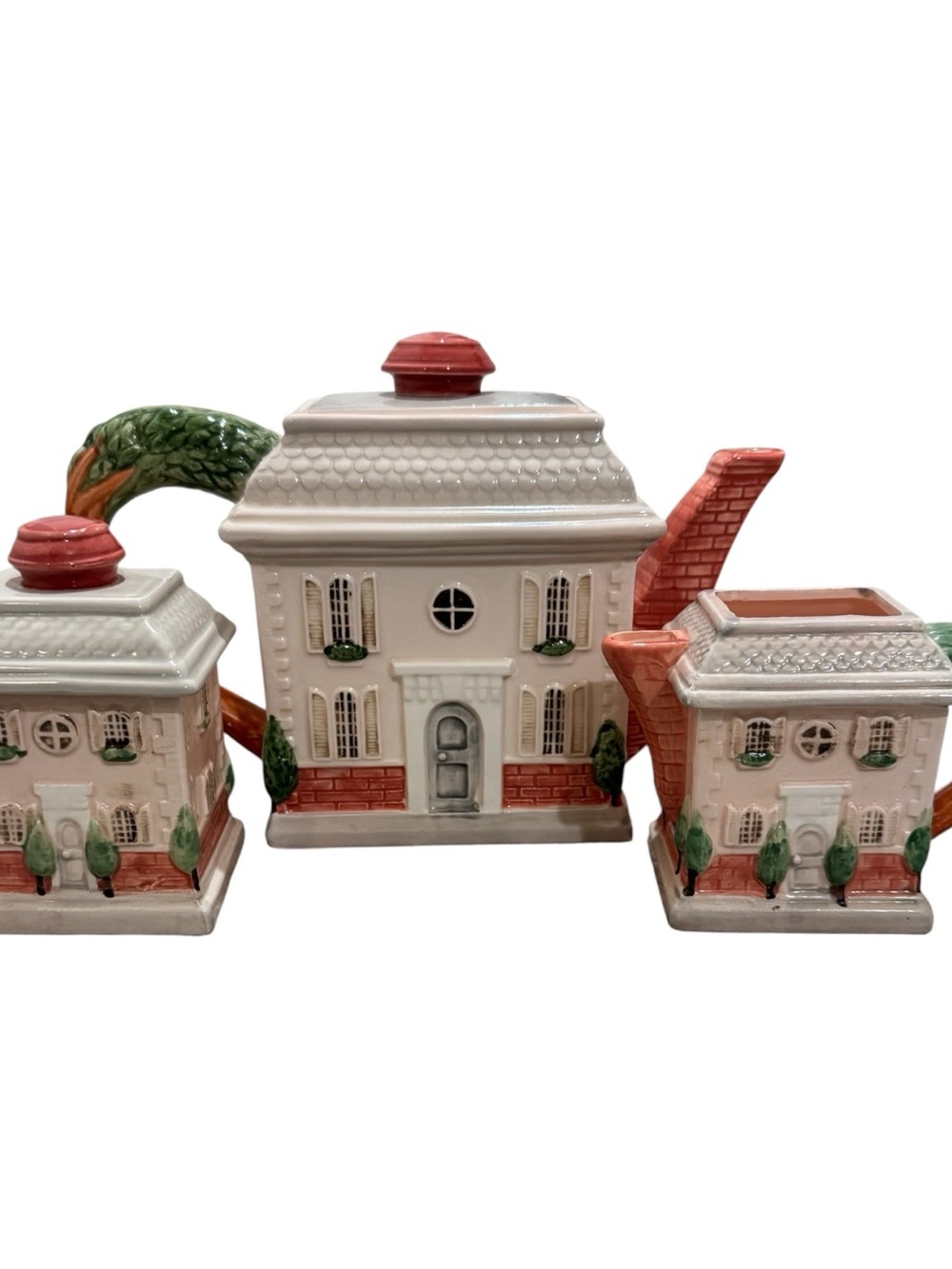 ✨🏠Vintage RARE 1986 Fitz & Floyd "Chateau" Ceramic Teapot 3 Piece Kitchen Set
